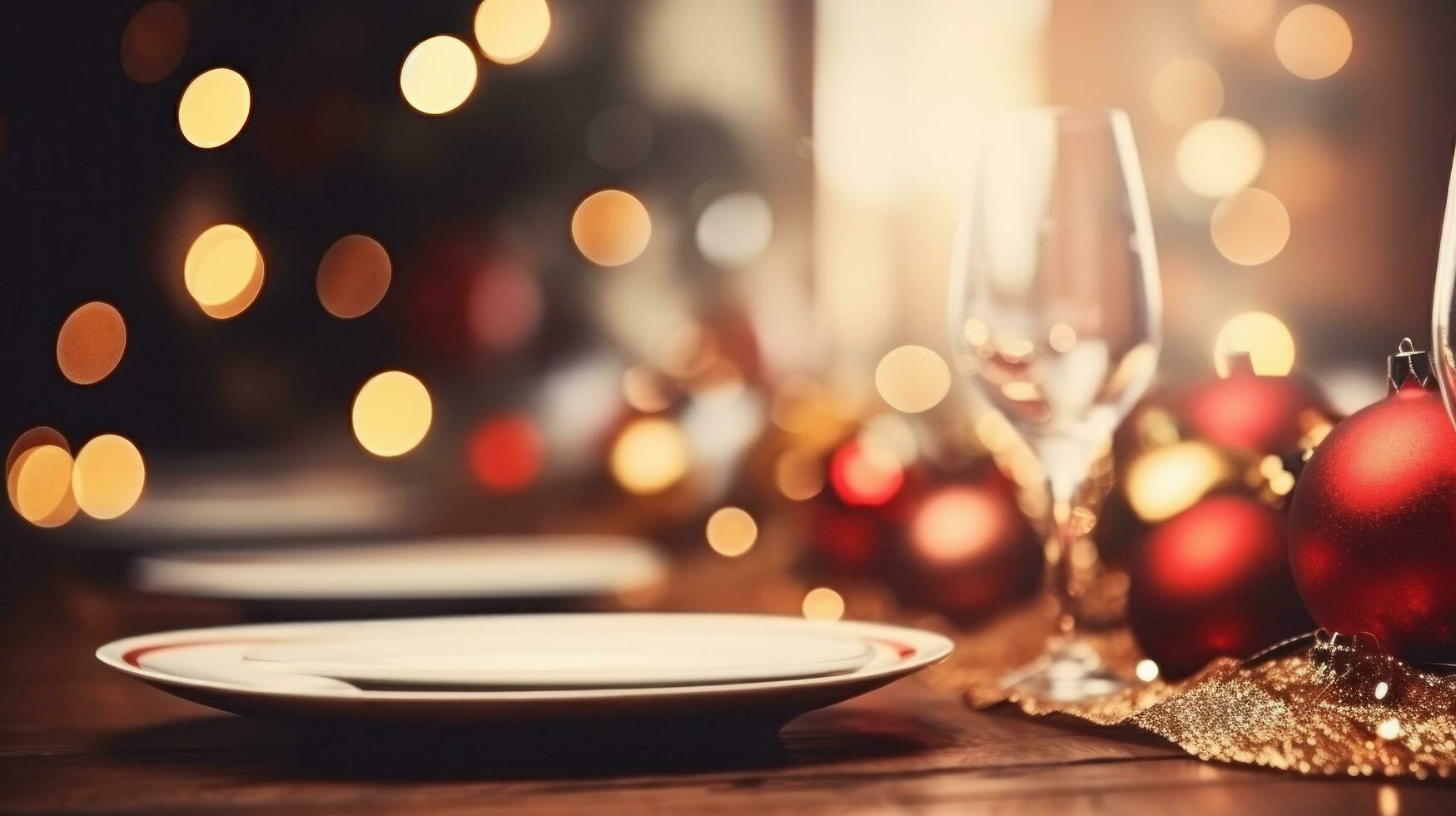 Noël dîner vacances Contexte avec flou Noël arbre Contexte photo