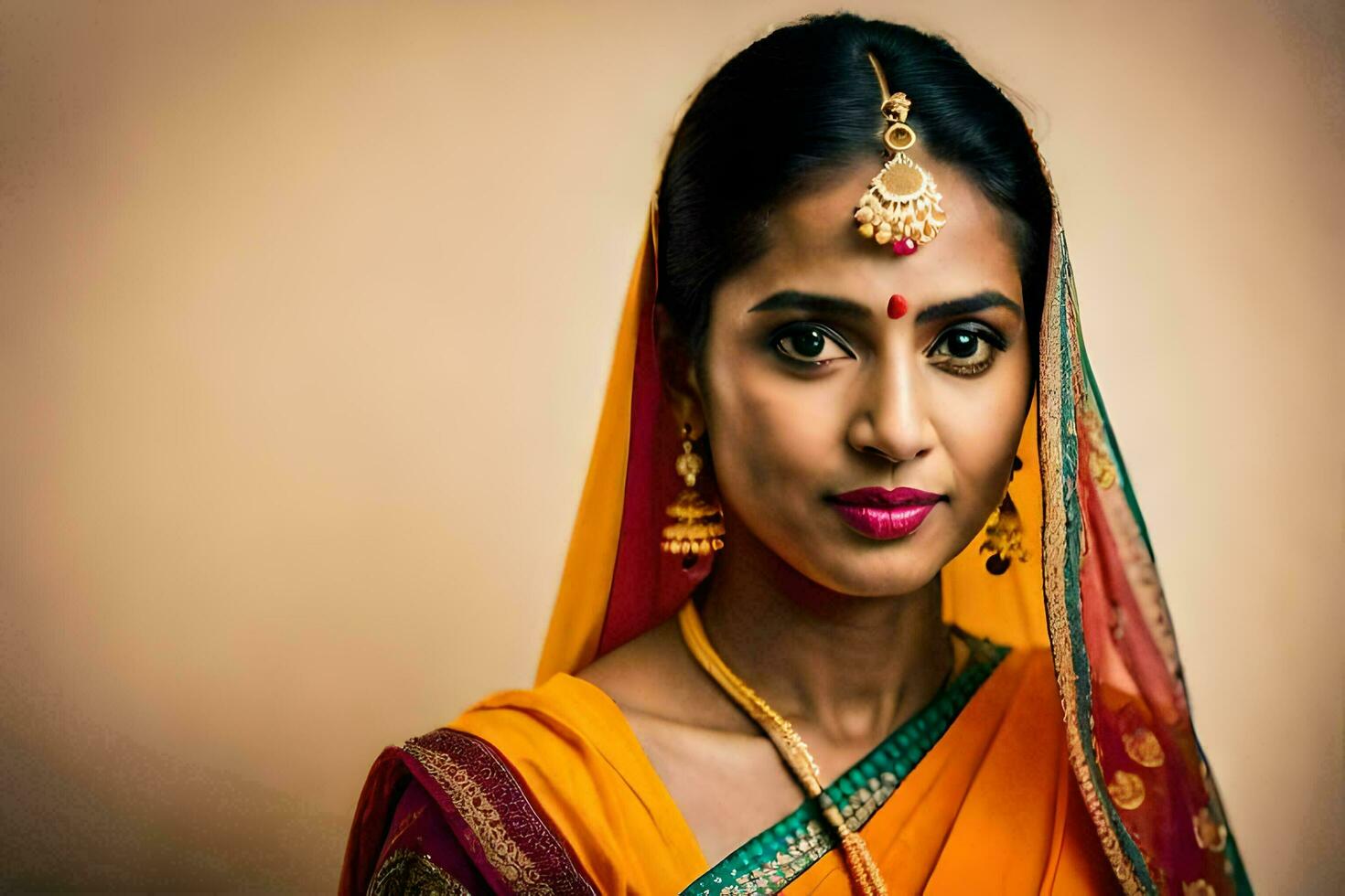 une magnifique Indien femme dans traditionnel tenue. généré par ai photo