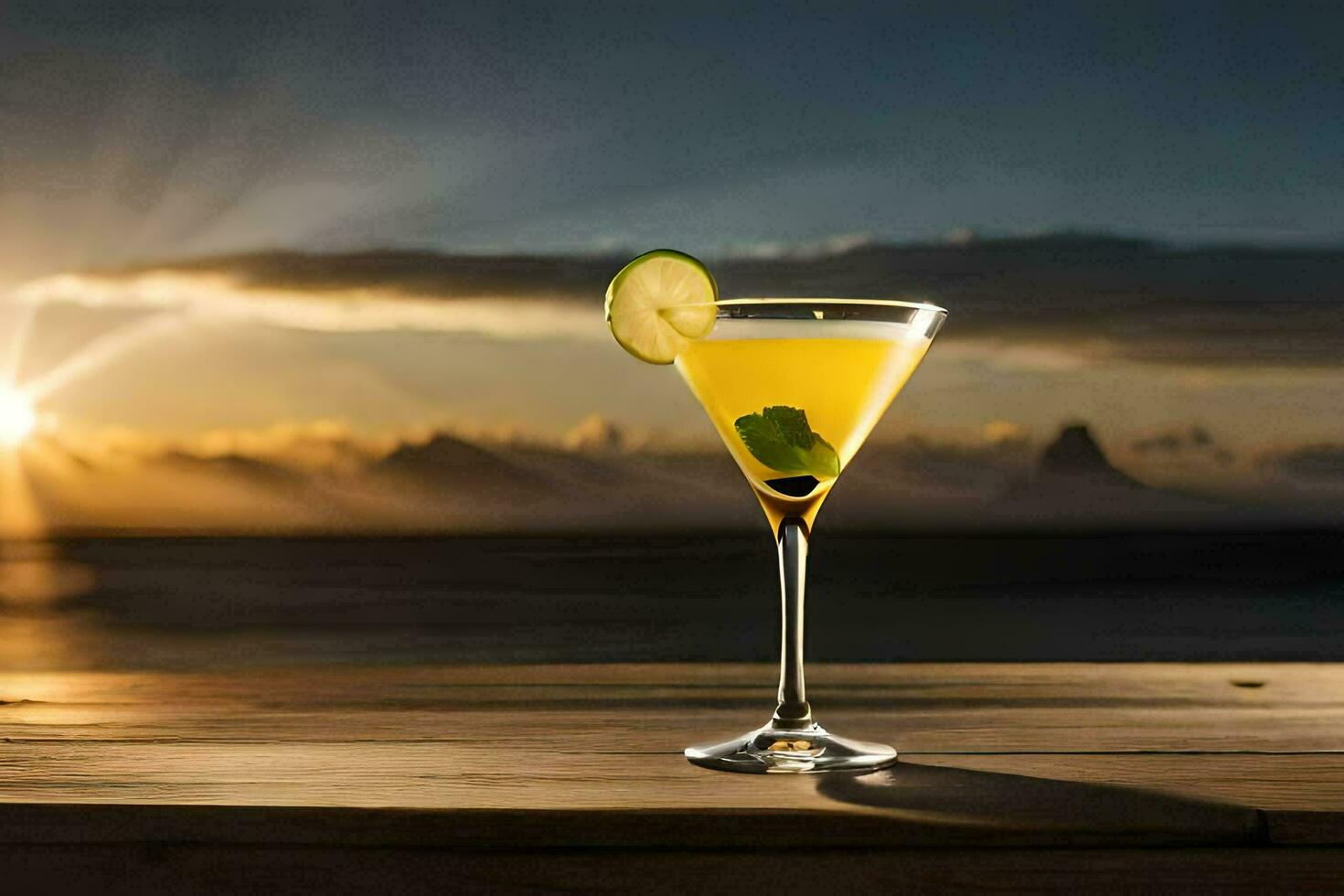 cocktail sur le plate-forme de une bateau. généré par ai photo
