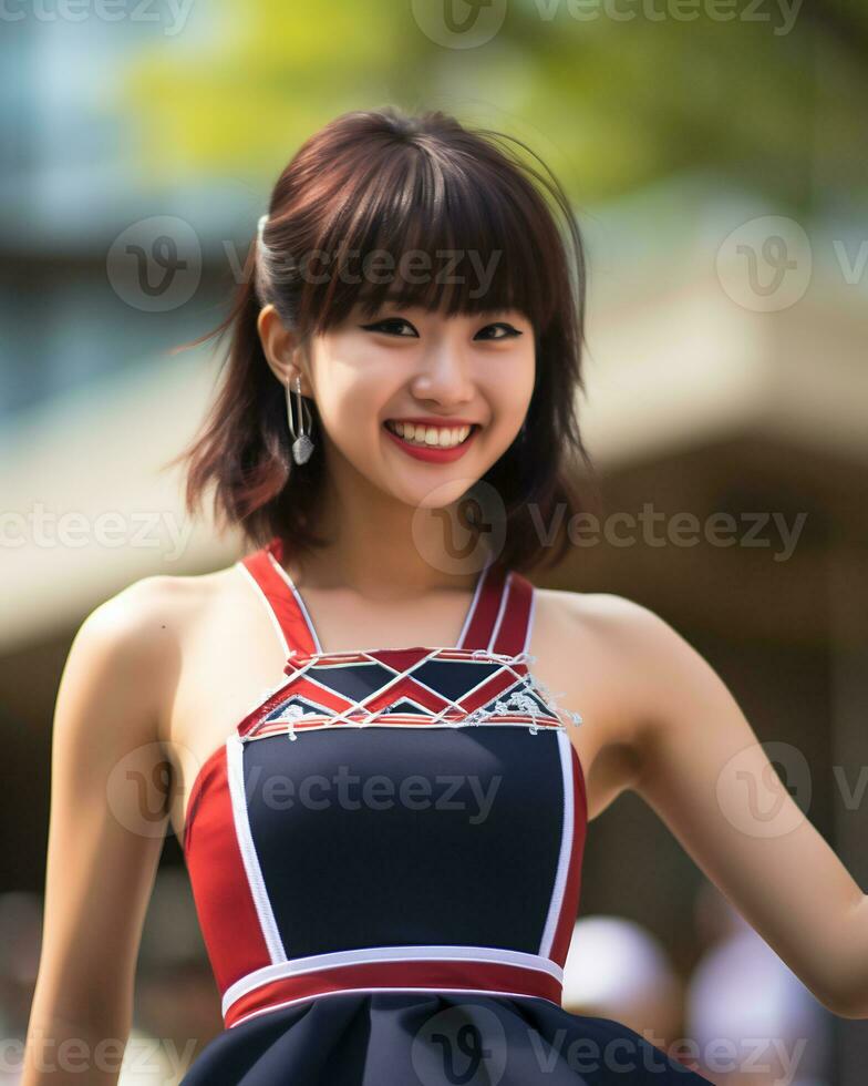 magnifique pom-pom girl avec attrayant sourire ai génératif photo