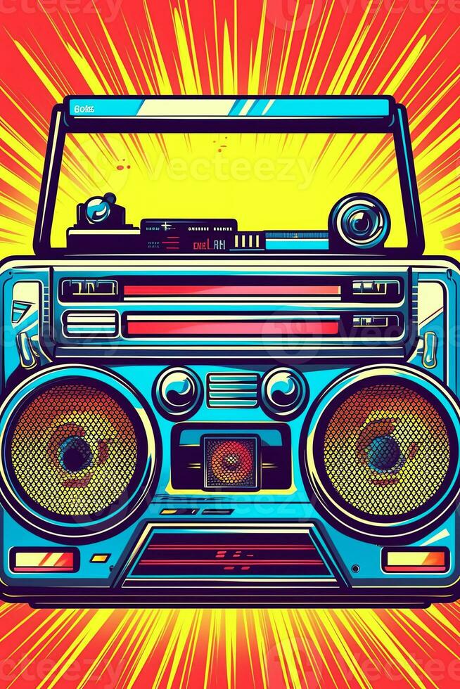 Magnétophone à Cassettes De Style Rétro Dans La Rue Avec Des Graffitis Danse  De Rue Utilisant La Sous-culture De La Jeunesse Boombox Dans Le Style Des  Années 1980