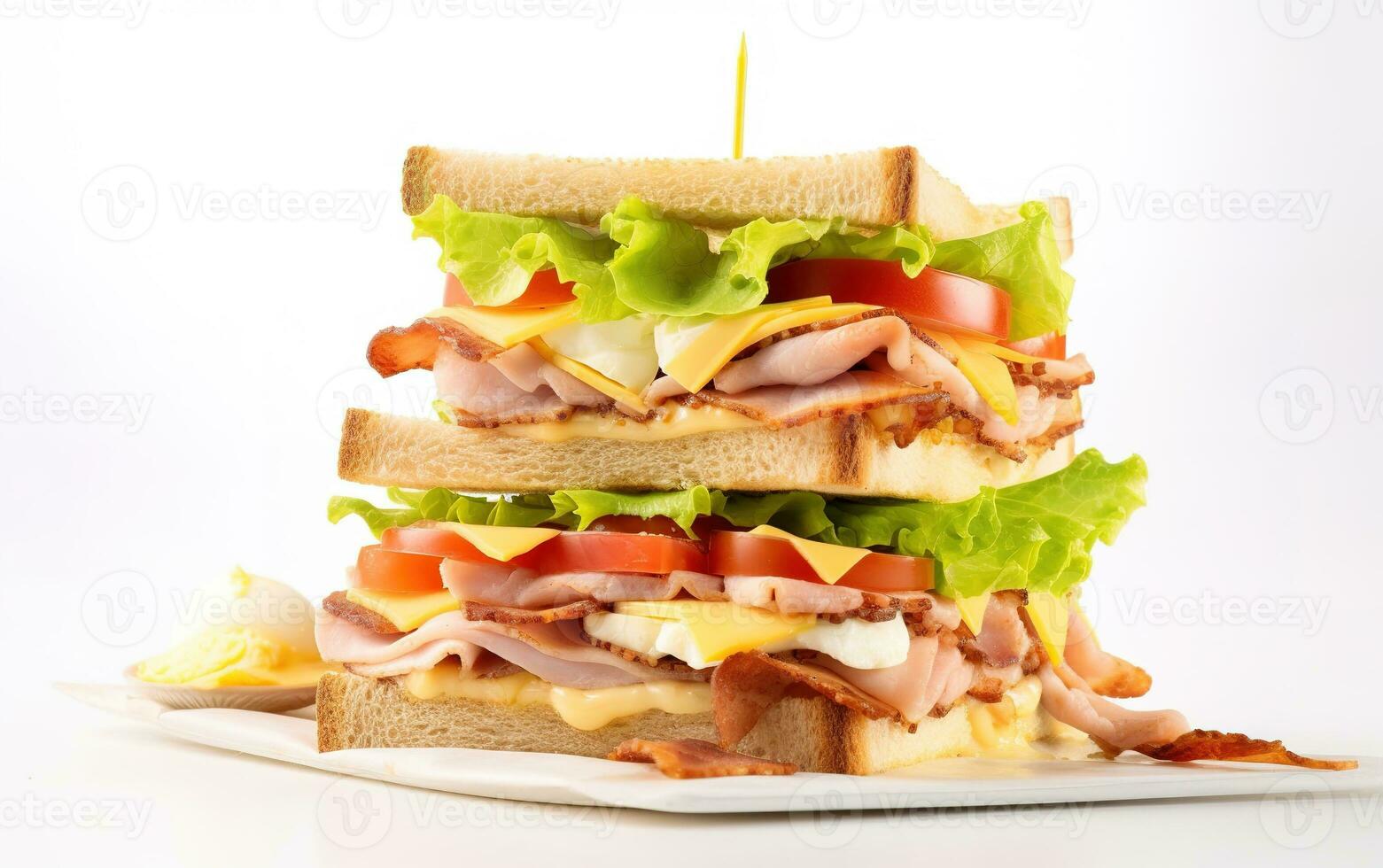 original club sandwich sur blanc Contexte. génératif ai. photo