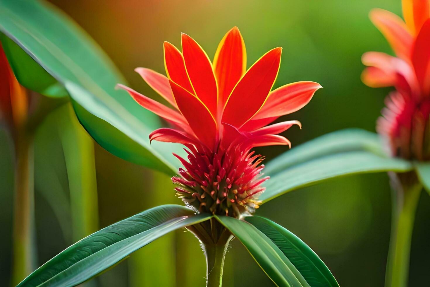 rouge fleur dans le Soleil. généré par ai photo