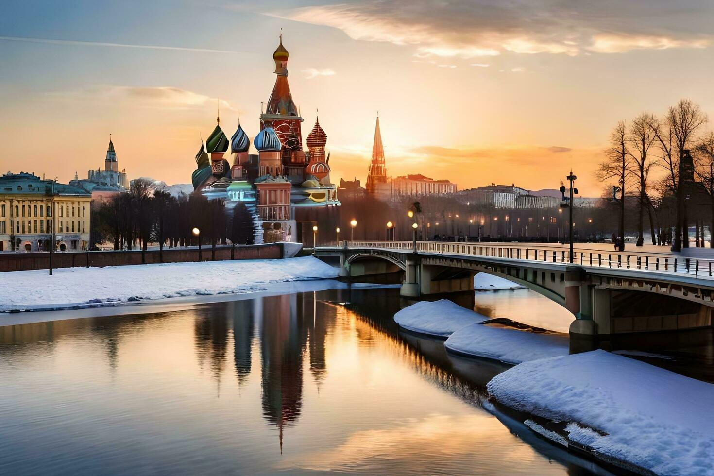 le rouge carré dans Moscou, Russie. généré par ai photo