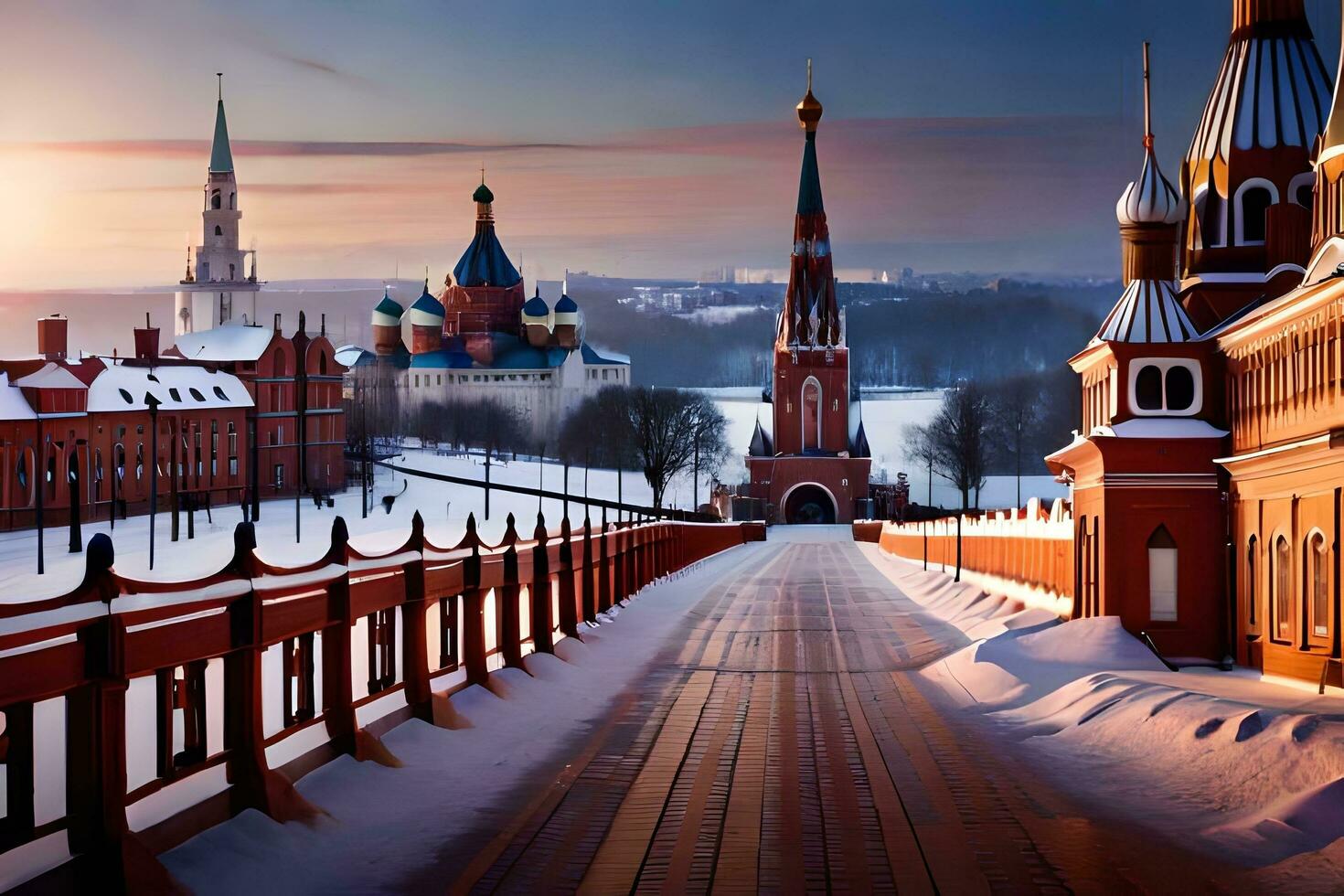 le kremlin dans l'hiver. généré par ai photo