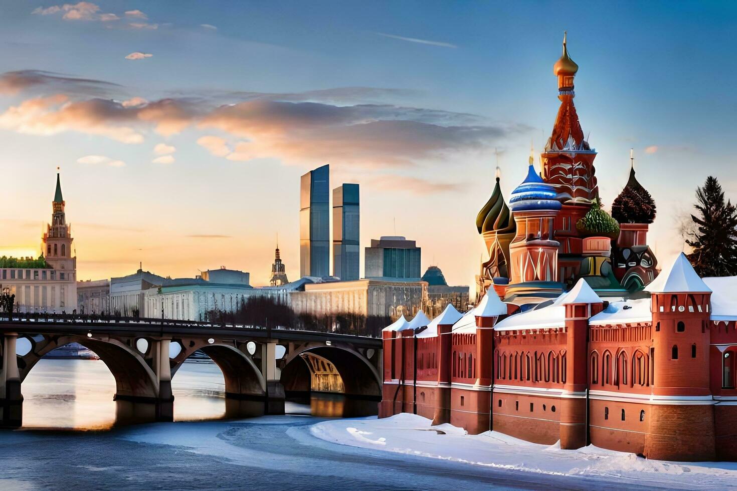 le rouge carré dans Moscou, Russie. généré par ai photo