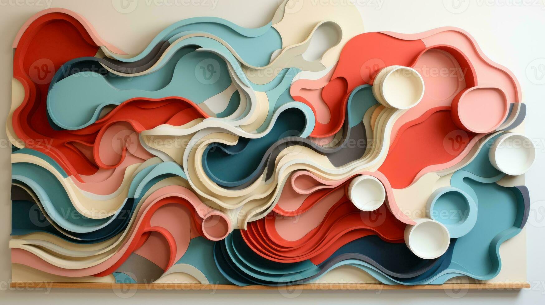 une vibrant abstrait La peinture orne le mur, évoquant sentiments de joie et énergie avec ses captivant tableau de couleurs et formes, ai génératif photo