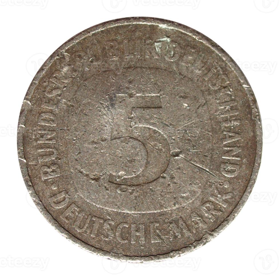 pièce de monnaie allemande vintage isolée photo