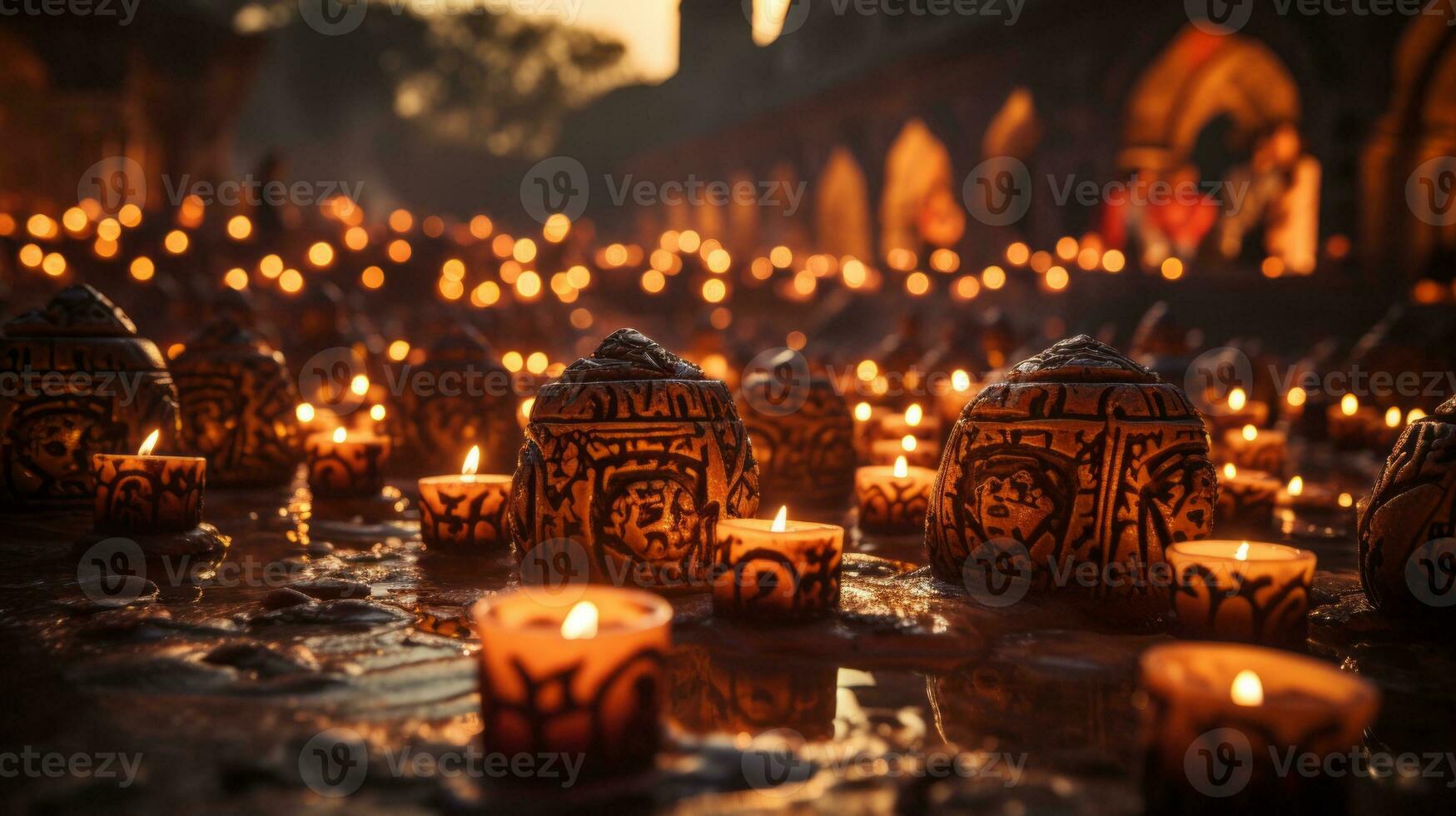 le vacillant flammes de le allumé bougies créer une chaud et attrayant  ambiance, évoquant une sens de confort et sécurité, ai génératif 31571206  Photo de stock chez Vecteezy