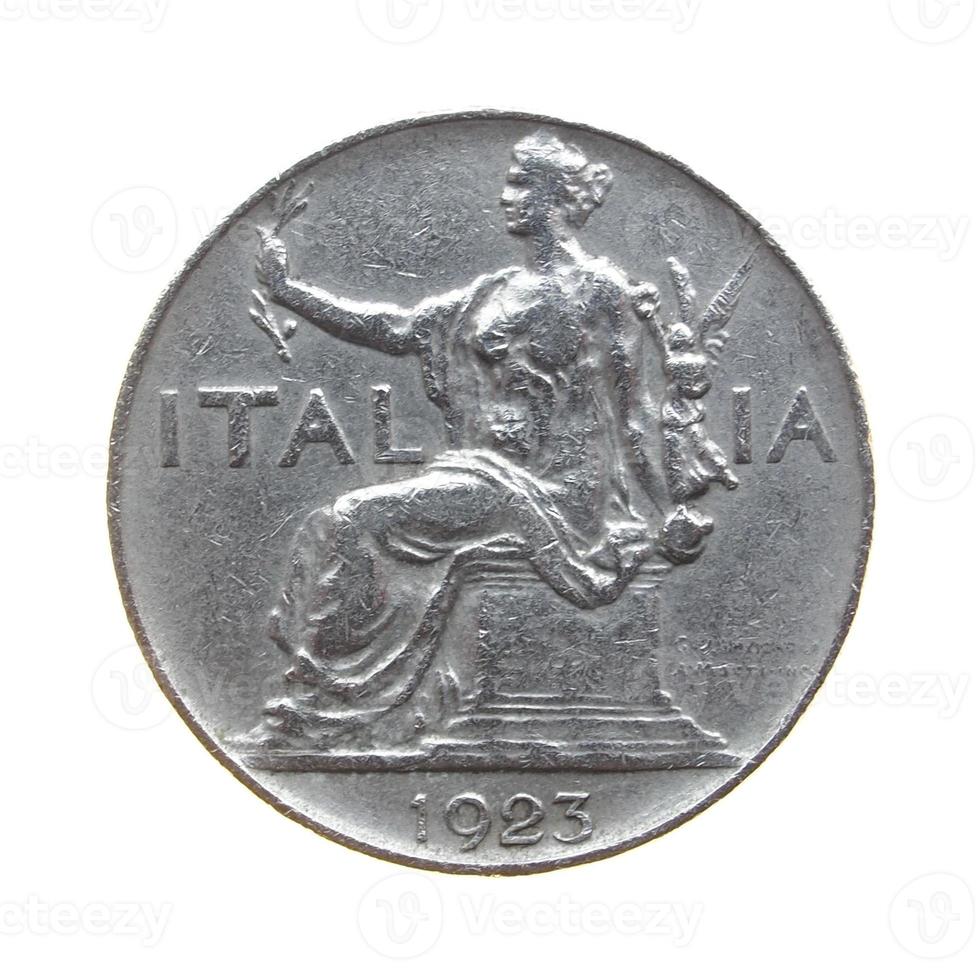 pièce de monnaie italienne vintage isolée photo