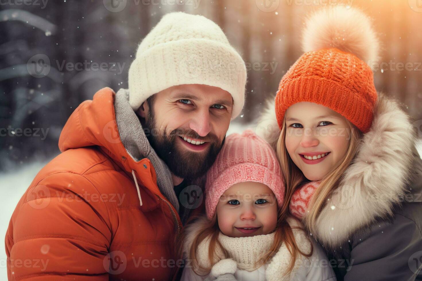 content famille sur hiver vacances ai généré photo