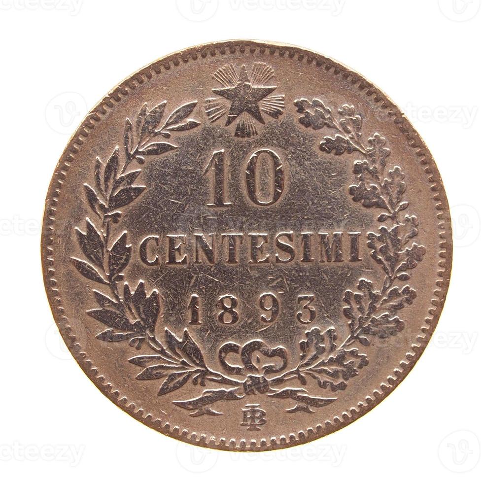 ancienne pièce de monnaie italienne isolée photo