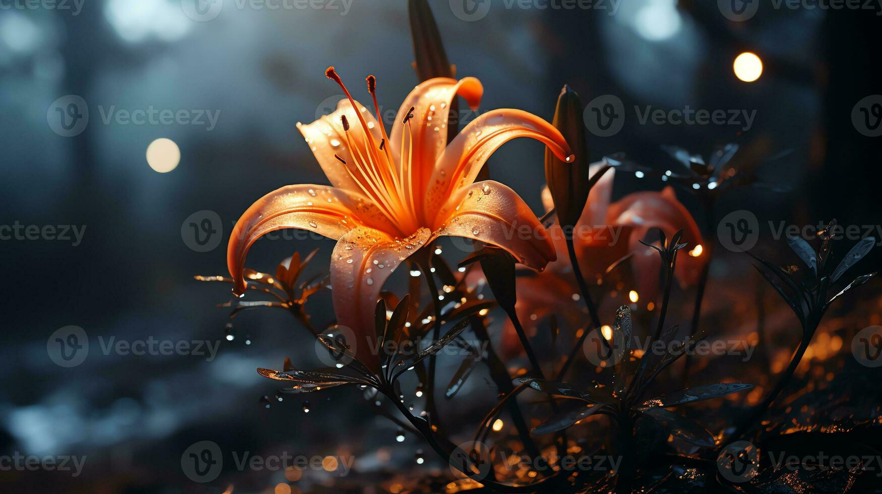 une rose fleur avec l'eau gouttelettes sur il ai génératif photo