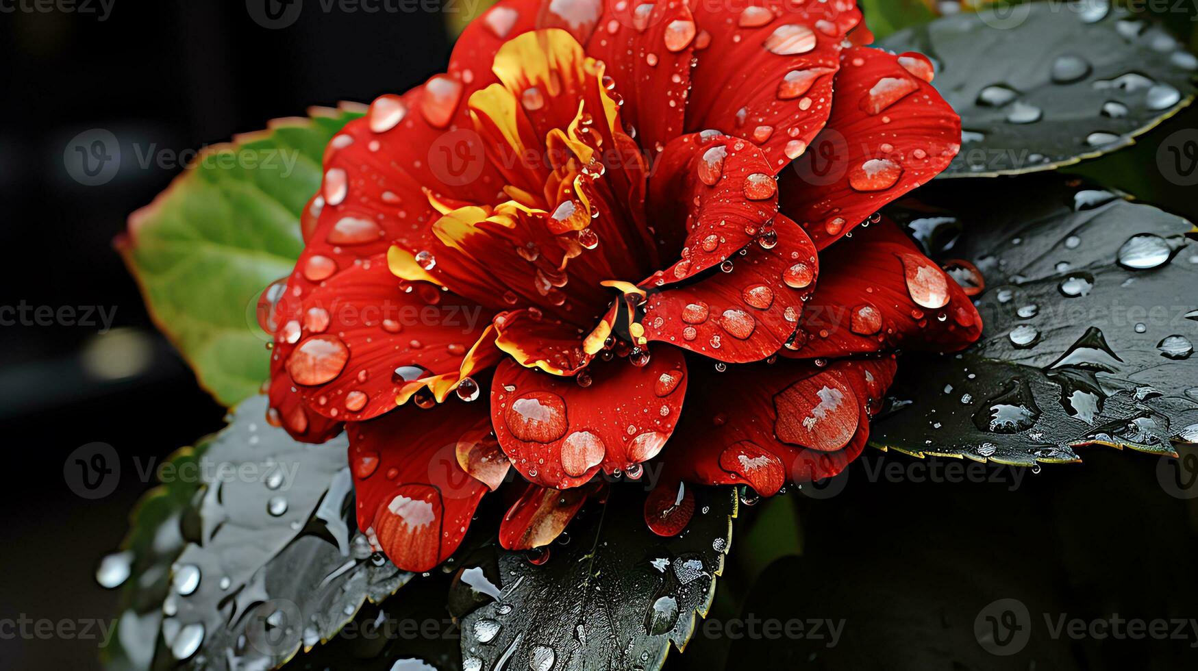 une rose fleur avec l'eau gouttelettes sur il ai génératif photo