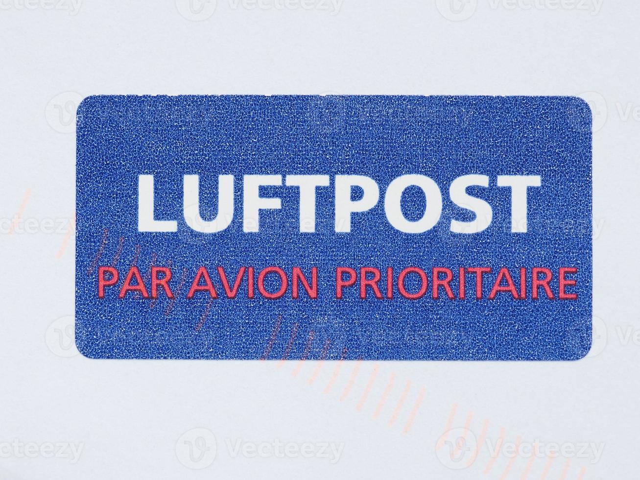 étiquette de poste aérienne photo