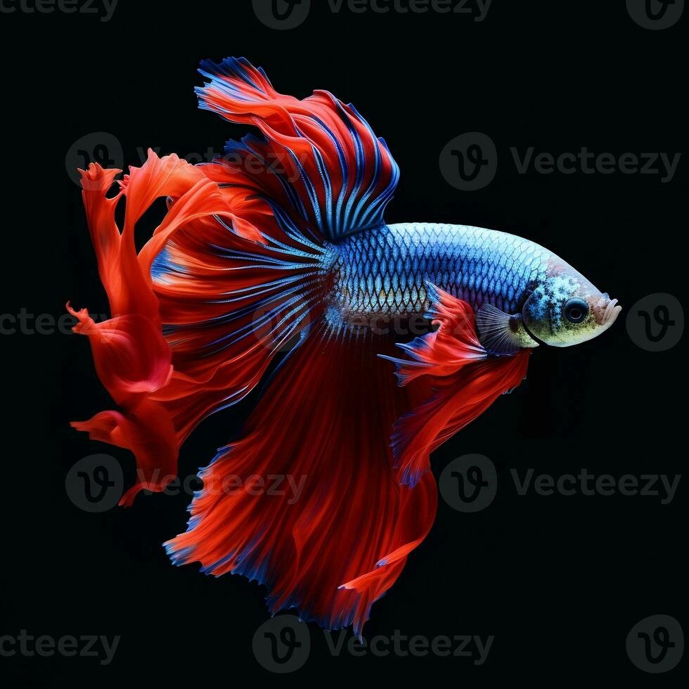 coup de magnifique betta poisson dans noir Contexte ai génératif photo