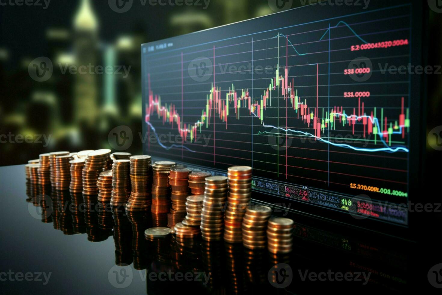 devise échange taux fluctuations affiché sur le Stock marché moniteur ai généré photo