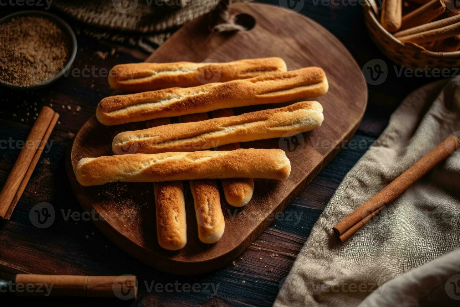 Stock photo de pain bâton dans cuisine table plat allonger ai généré