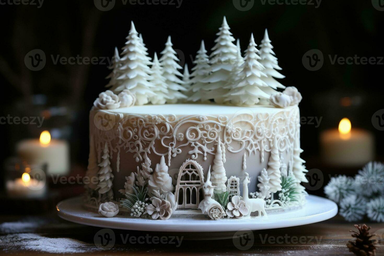 hiver gâteau pays des merveilles blanc gâteau photo