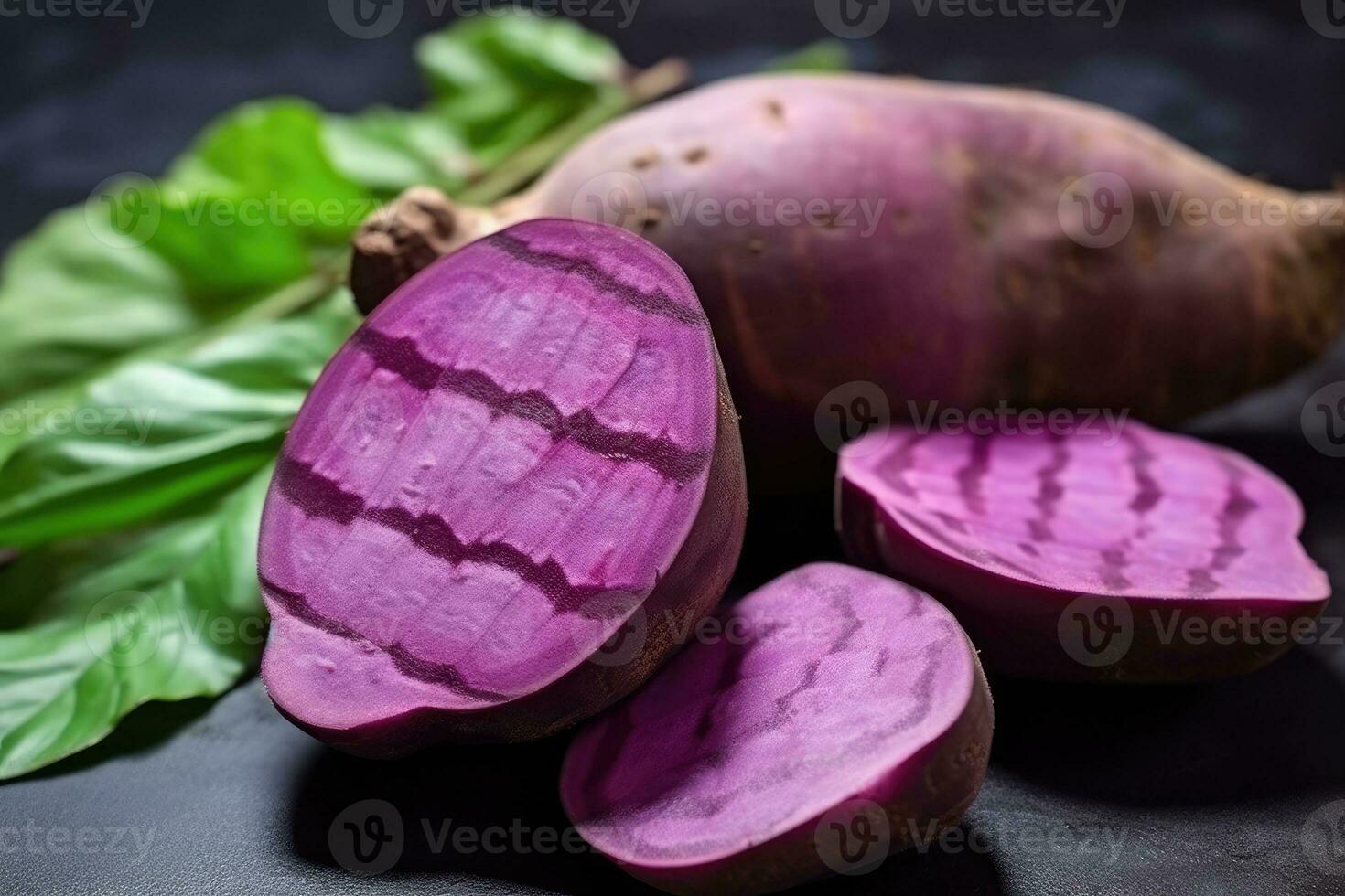 Frais violet sucré Patate professionnel La publicité nourriture la photographie ai généré photo