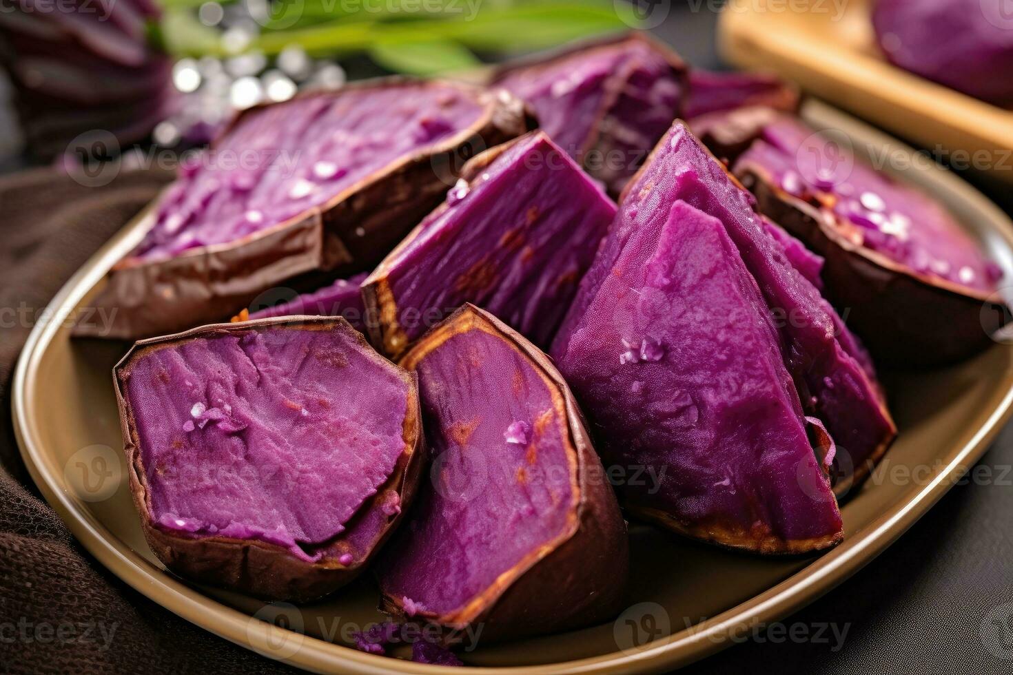 rôti Frais violet sucré Patate professionnel La publicité nourriture la photographie ai généré photo