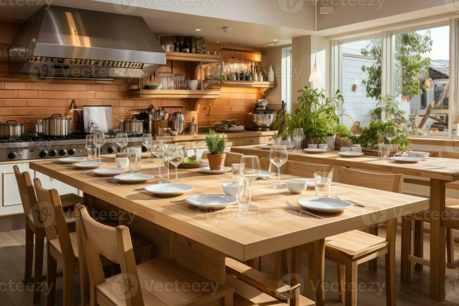 à l'intérieur cuisine dans le minimaliste plage auberge professionnel La publicité la photographie ai généré photo