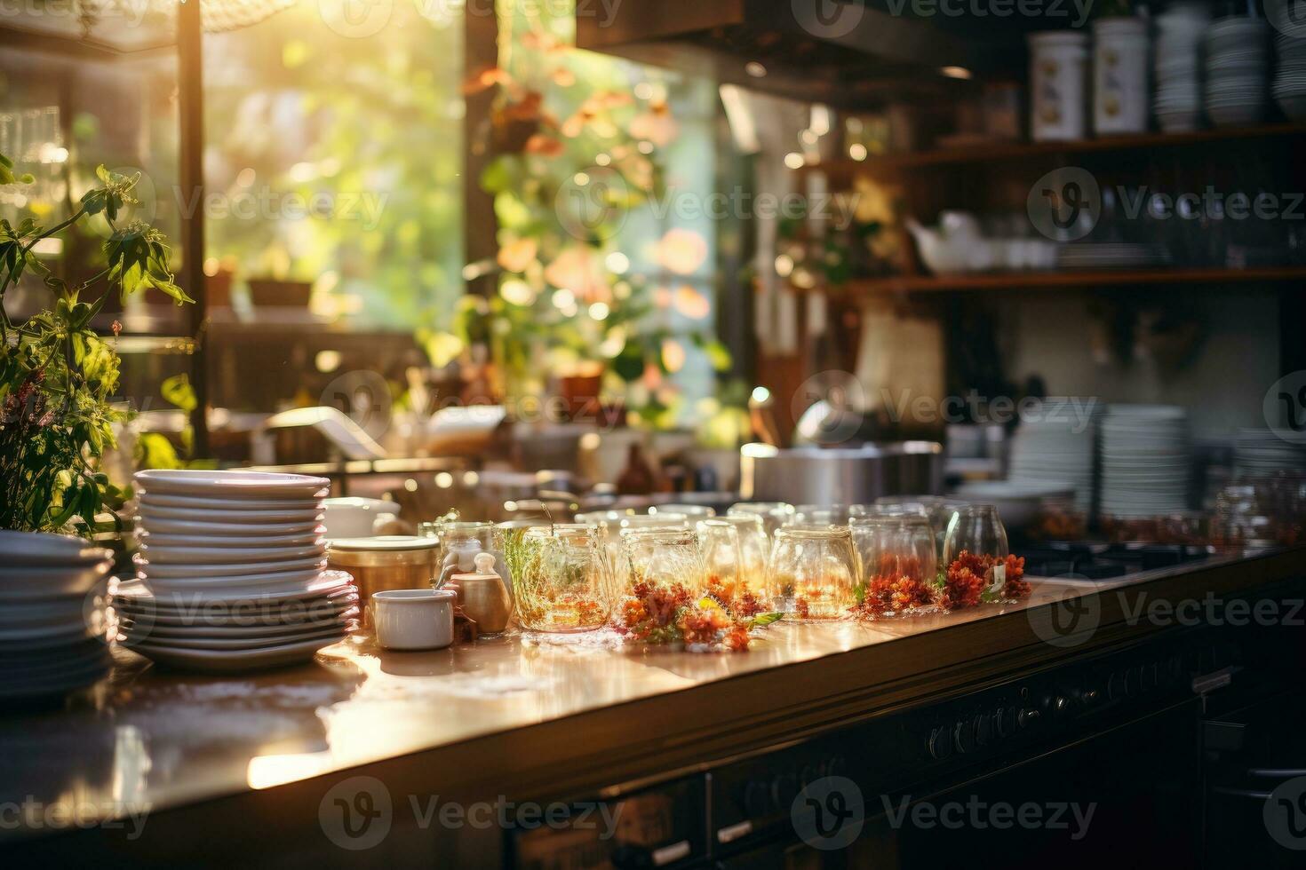 situation dans le cuisine dans le Matin professionnel La publicité la photographie ai généré photo