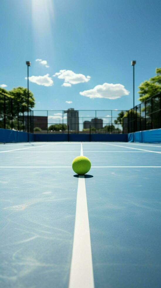 le pagayer tennis tribunal Caractéristiques une définir blanc frontière ligne verticale mobile fond d'écran ai généré photo