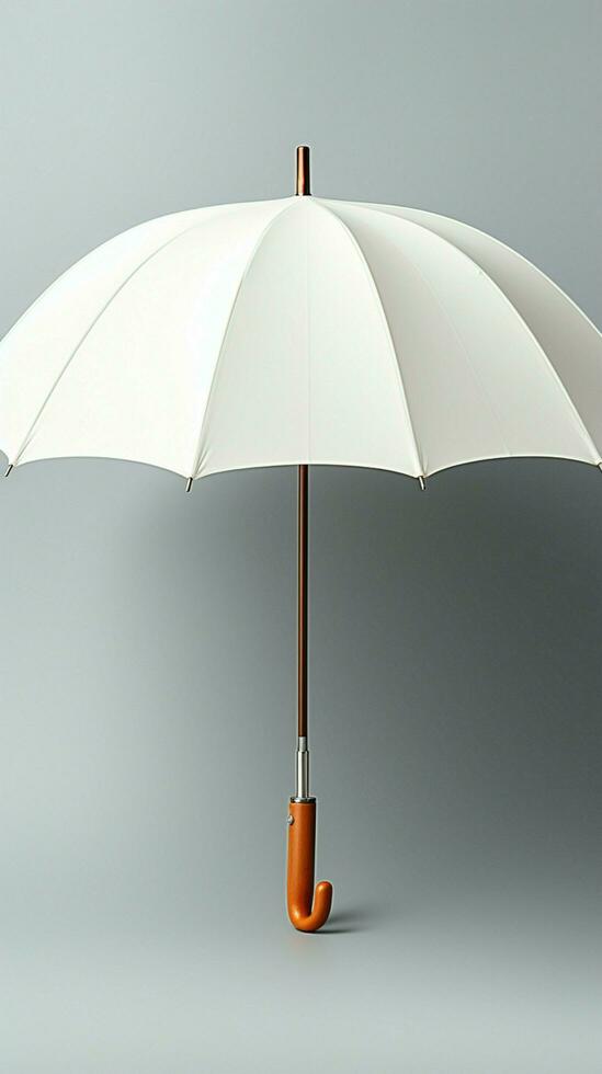 réaliste 3d blanc Vide parapluie icône isolé pour l'image de marque moquer UPS de face vue verticale mobile fond d'écran ai généré photo