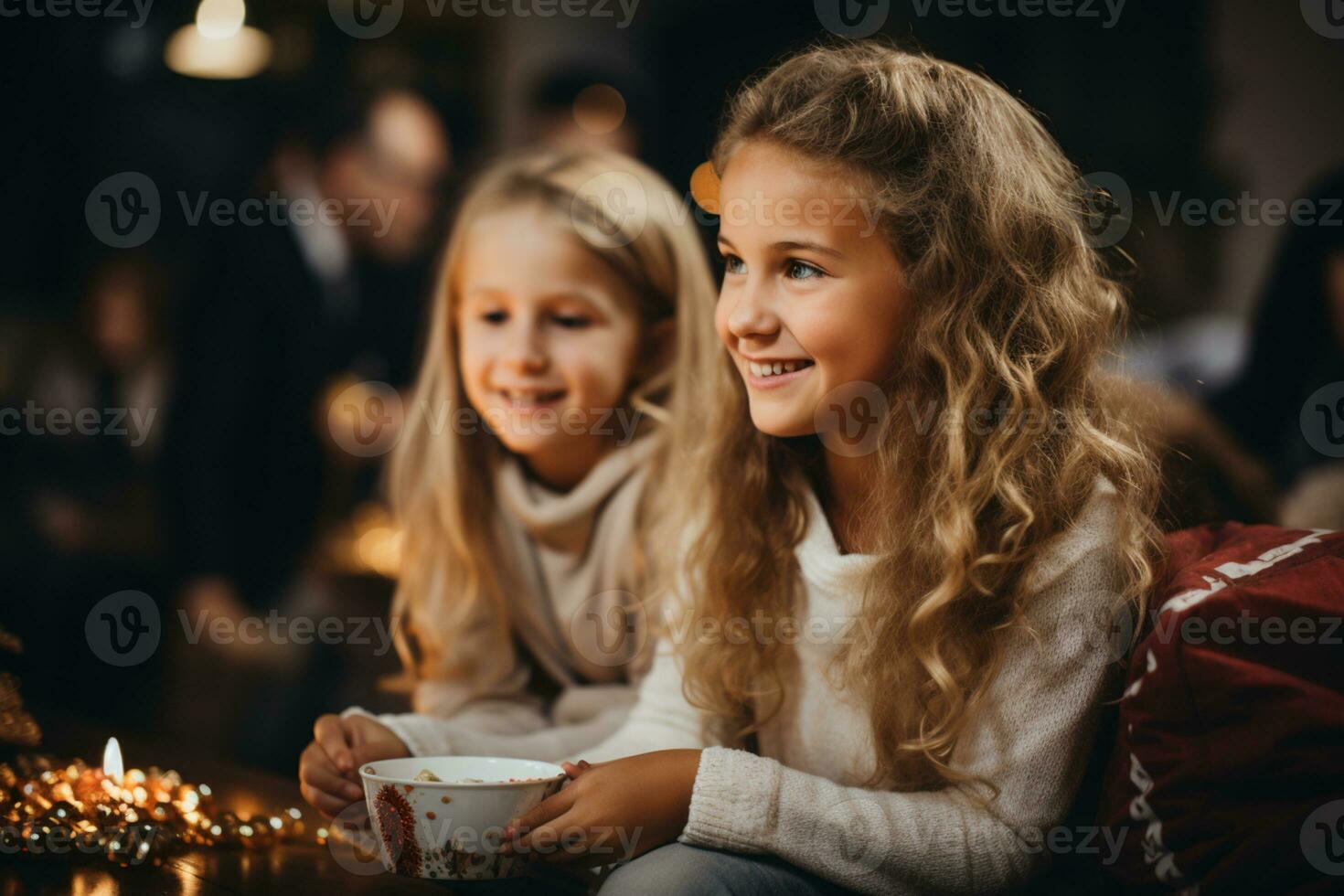 Jeune content les filles célébrer Noël photo