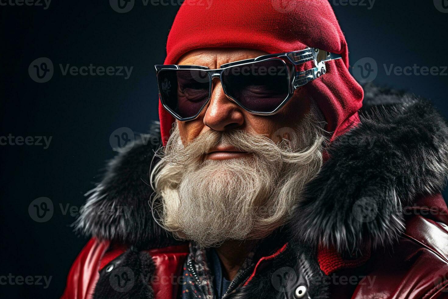 une image de Père Noël claus portant une moderne rouge veste, ai génératif photo