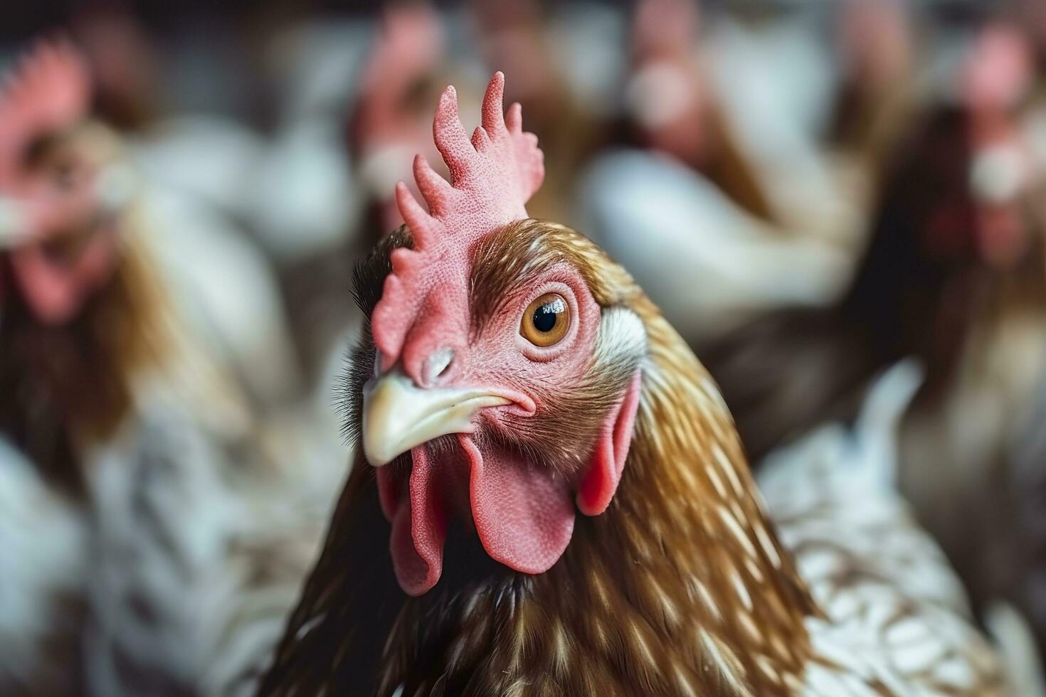 poulet ferme avec beaucoup en bonne santé poulet et Frais œufs, ai génératif photo