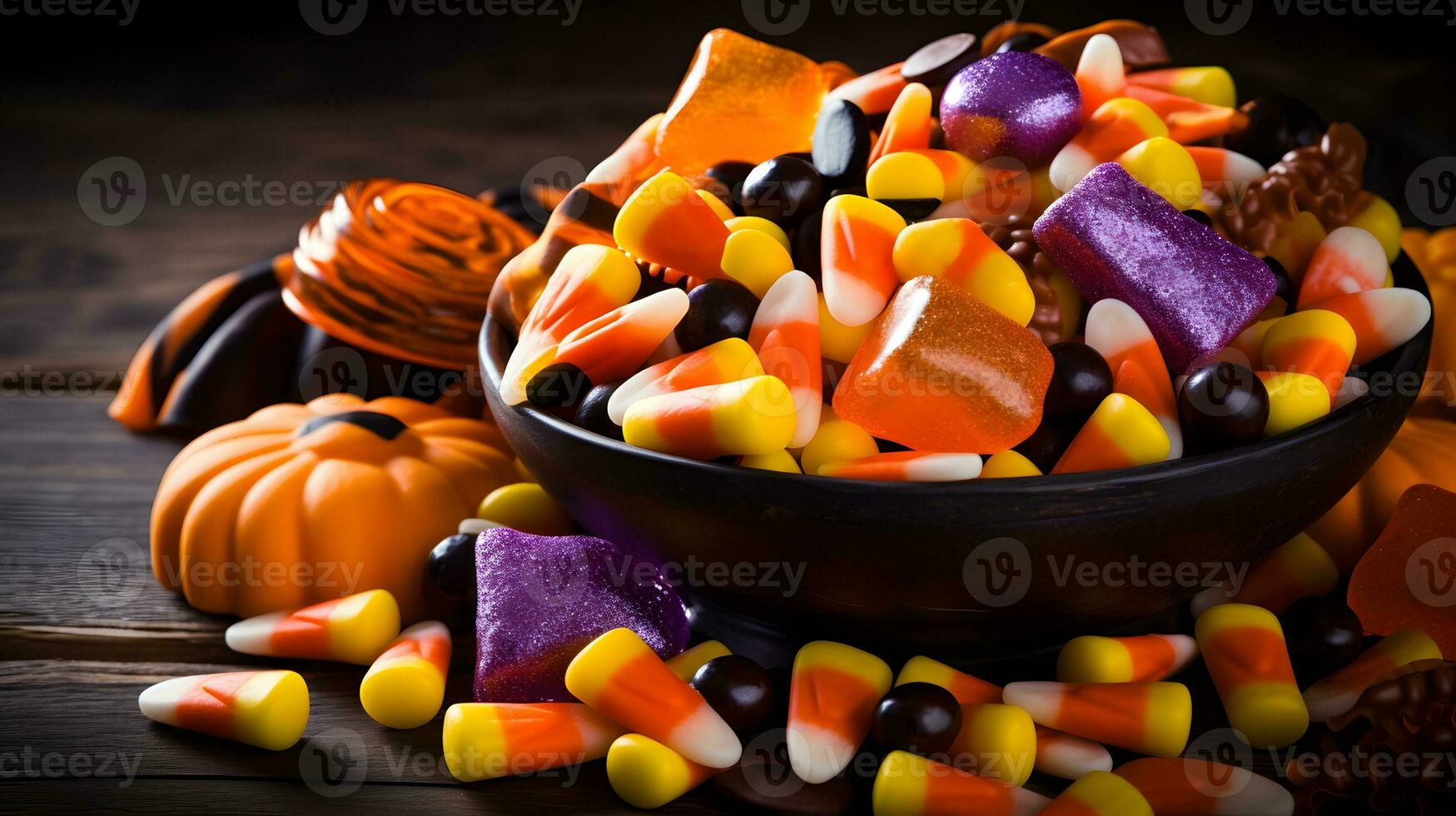 coloré Halloween bonbons citrouille collection ai génératif photo