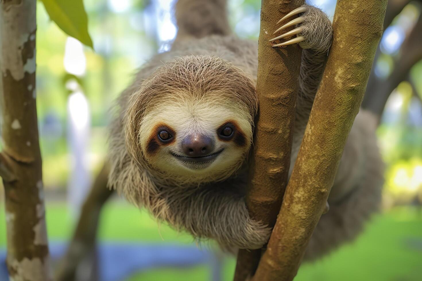 bébé la paresse dans arbre dans costa rica. génératif ai photo