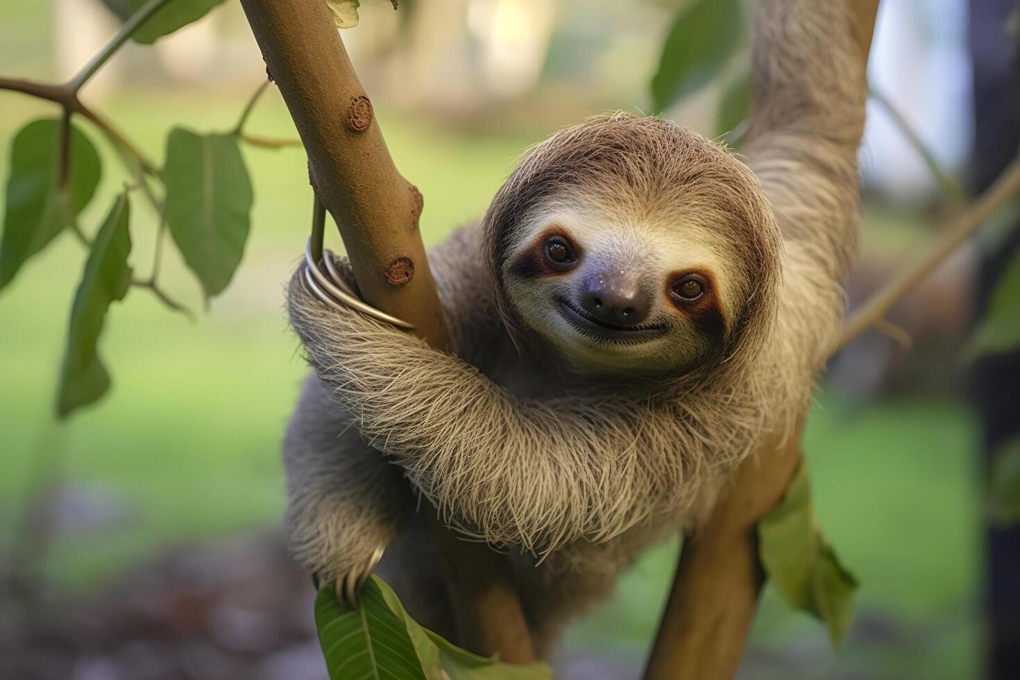 bébé la paresse dans arbre dans costa rica. génératif ai photo