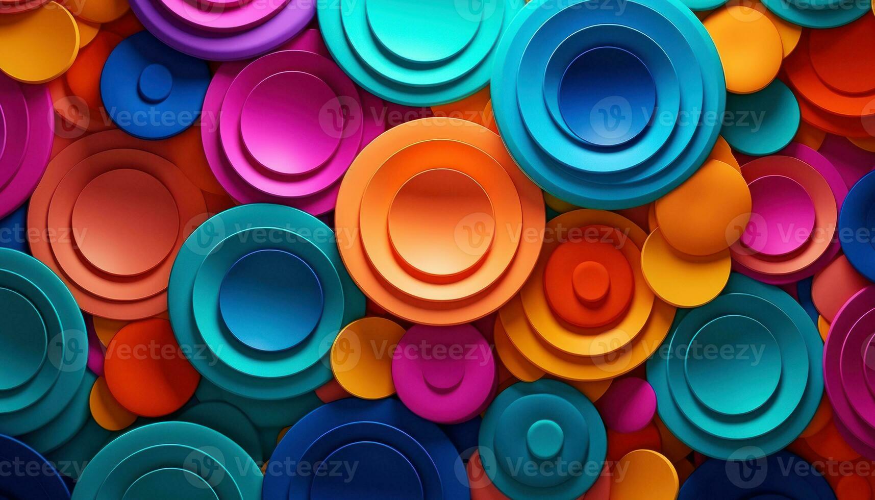 coloré papier Couper dans cercles Contexte. vibrant Couleur dégradés, concentrer empilage doux et arrondi forme. génératif ai photo