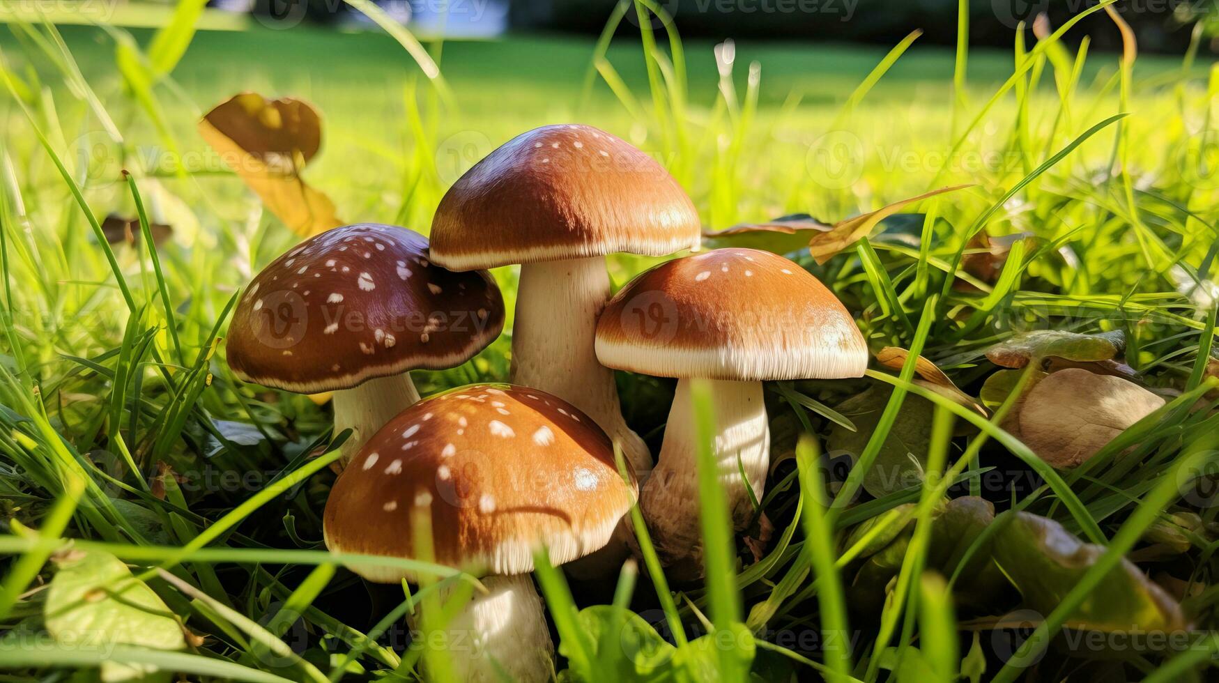 forêt champignons dans une clairière. ai généré. photo