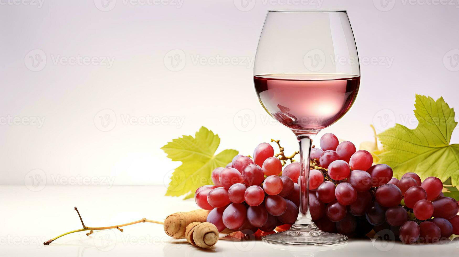 une verre de du vin et une bouquet de les raisins. ai généré. photo