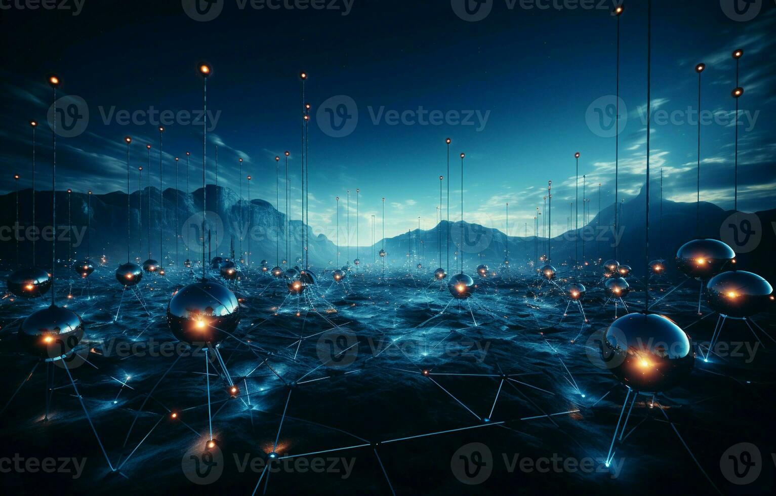 La technologie pour virtuel réalité - réseau lien un artificiel environnement. ai génératif photo