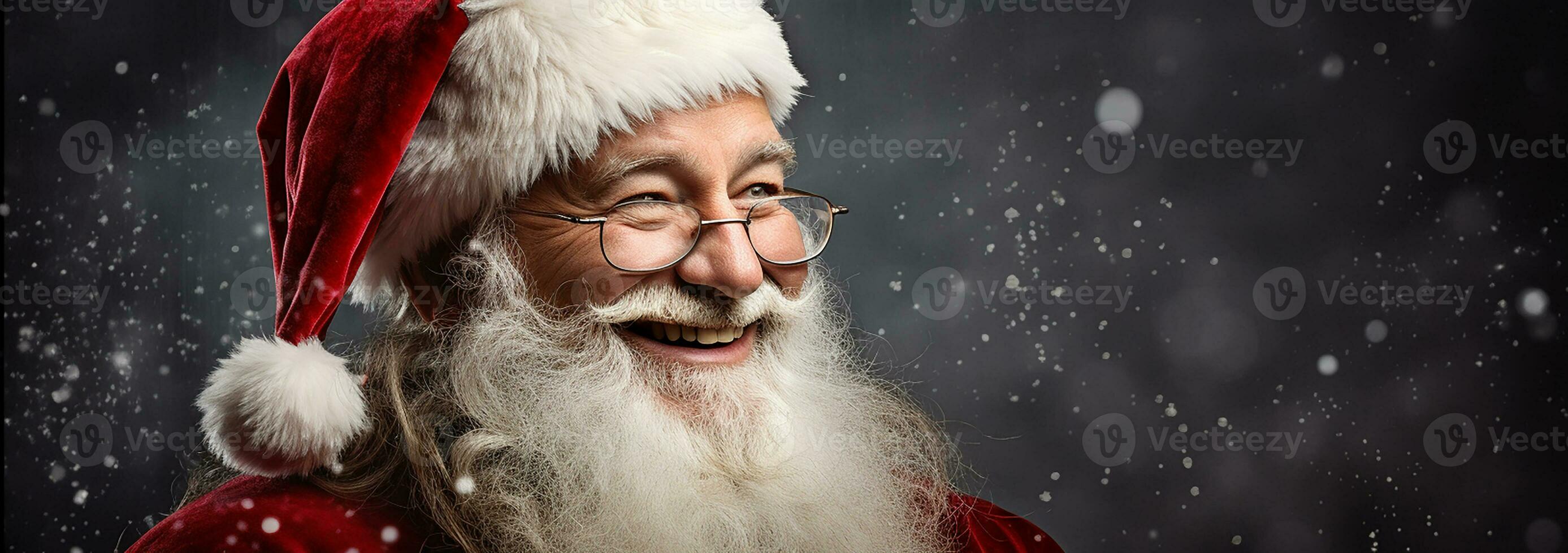 ai généré portrait de Beau souriant homme dans Père Noël claus portant photo