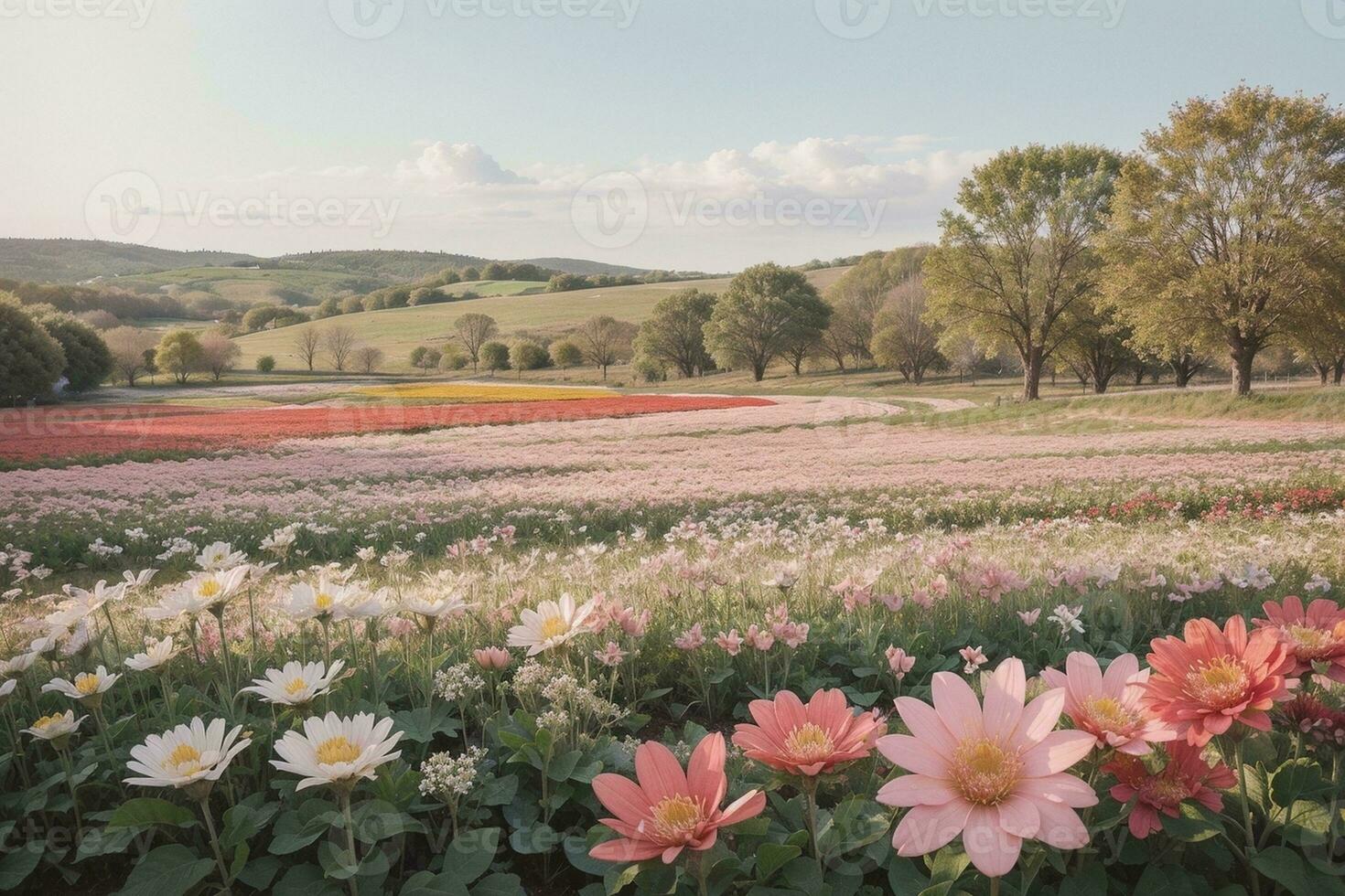 printemps fleurs une aquarelle plaisir. ai généré. photo