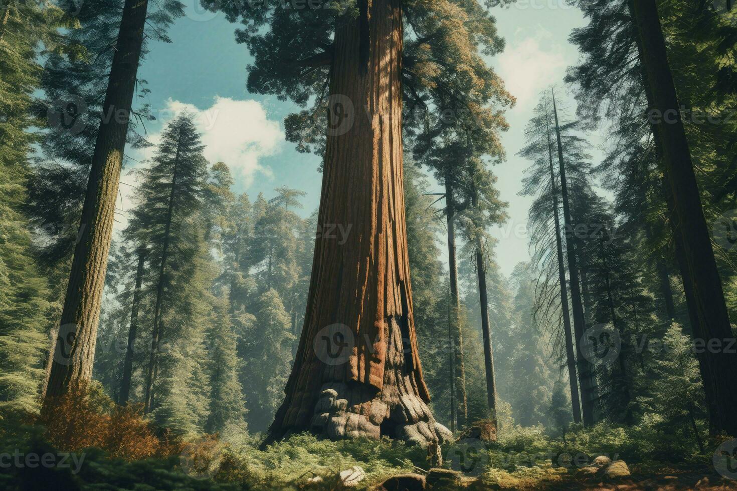 inspirante géant séquoia arbre. produire ai photo
