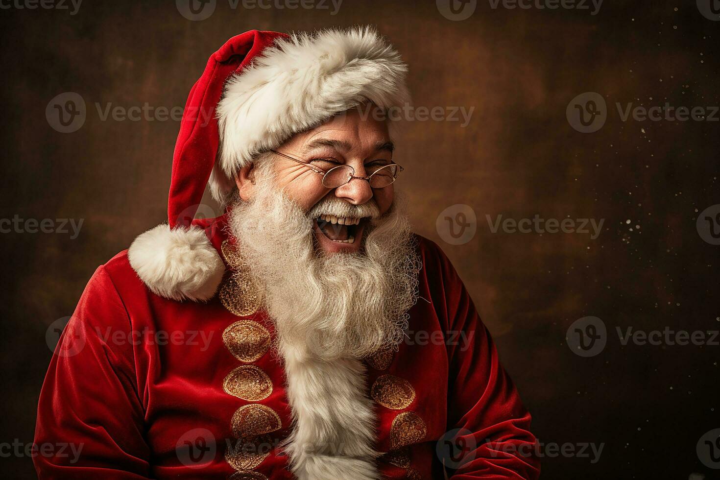 ai généré portrait de Beau souriant homme dans Père Noël claus portant photo