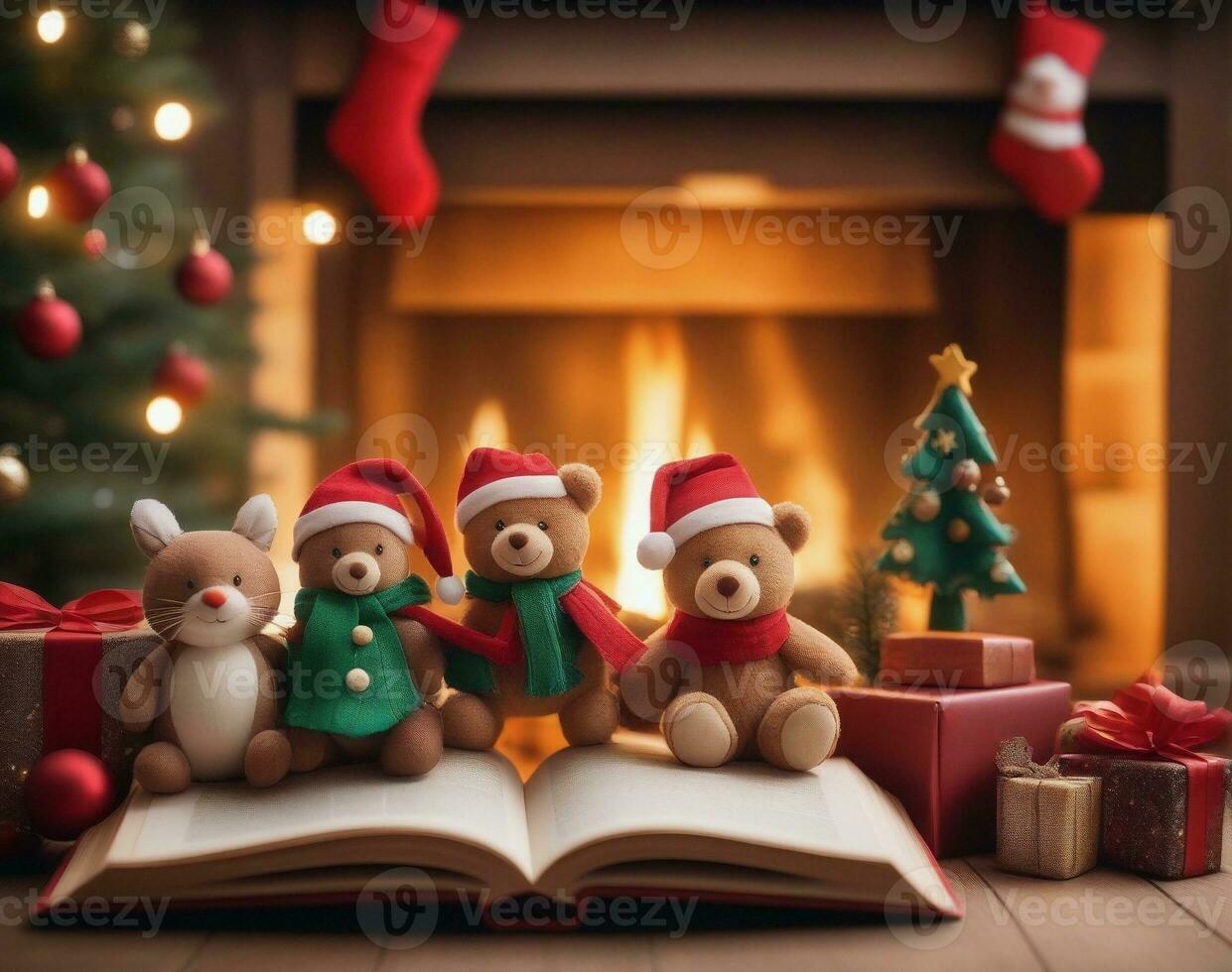 captivant Noël livres d'histoire pour magique heure du coucher contes. ai généré. photo