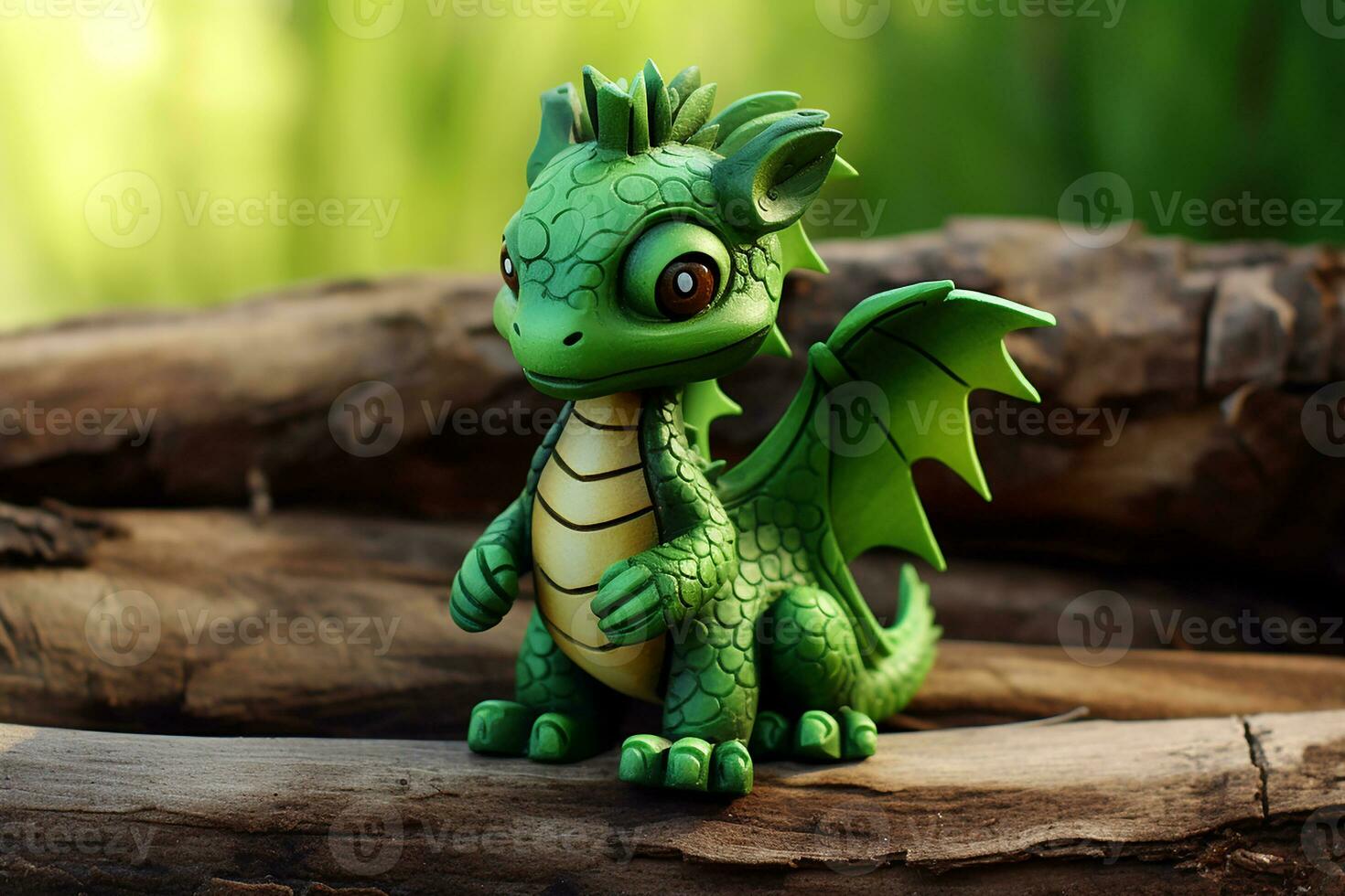 ai généré vert en bois dragon chinois Nouveau année fête 2024 photo