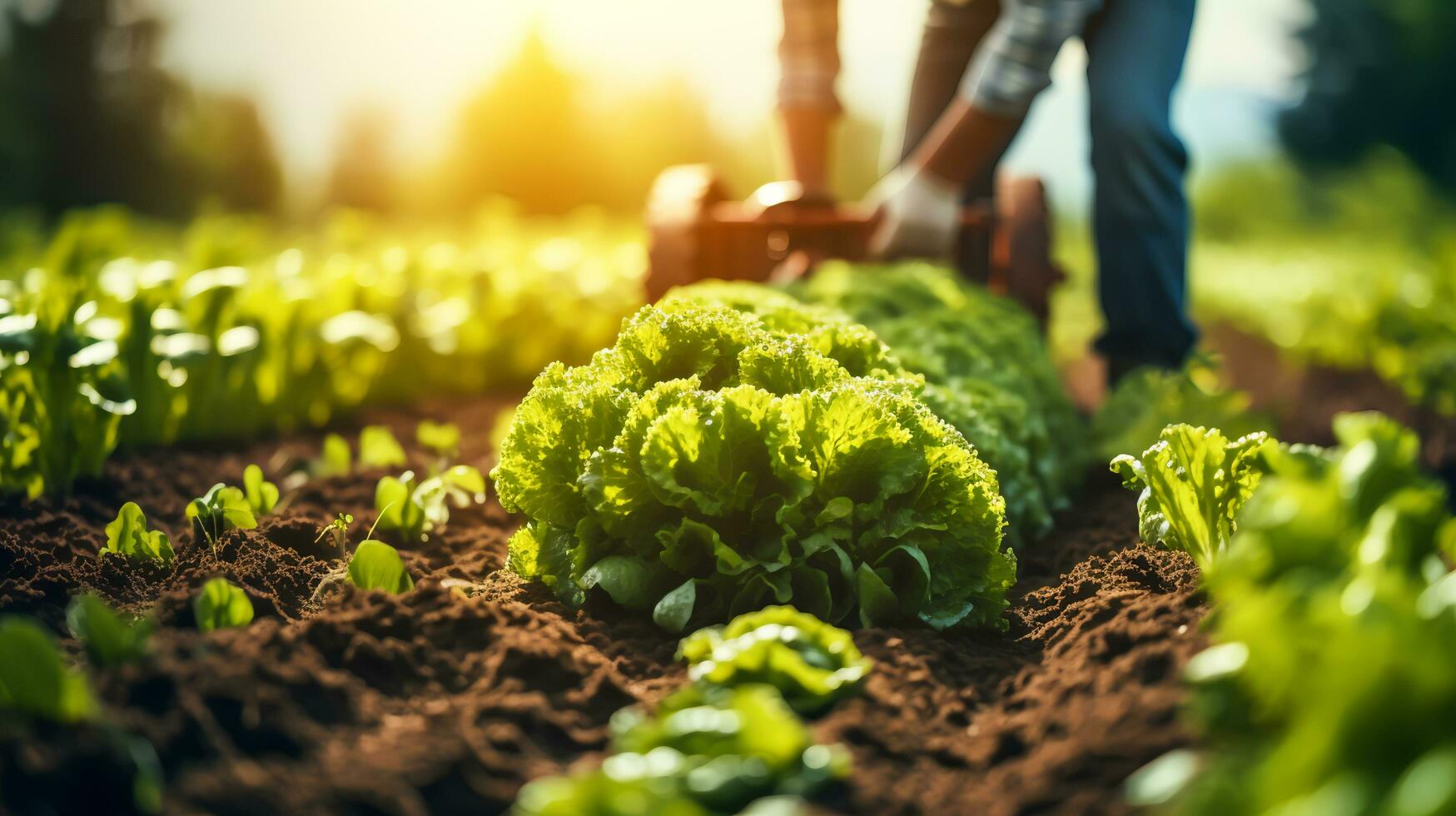 une en bois boîte rempli avec fraîchement récolté des fruits et légumes, ai généré photo