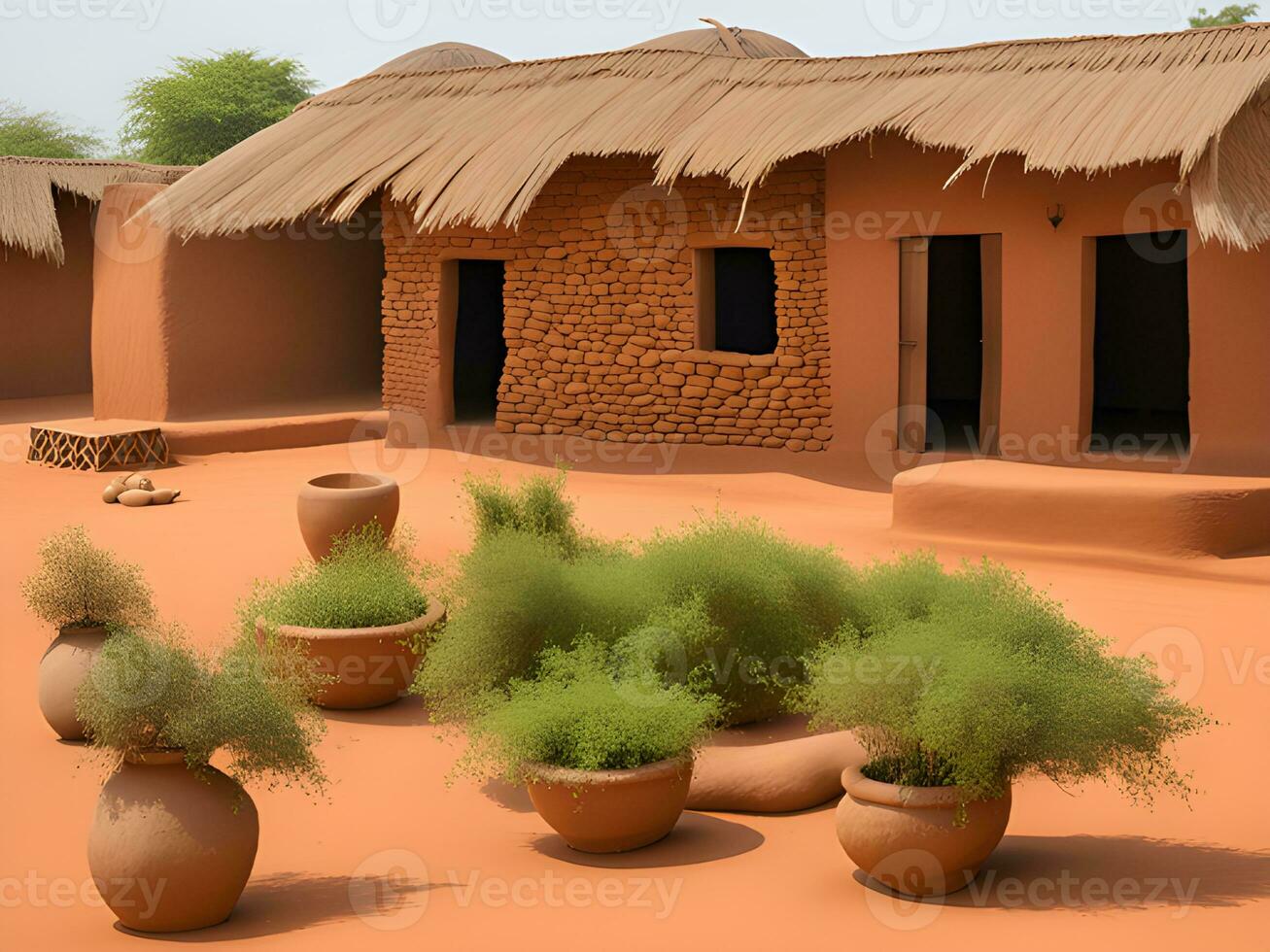 traditionnel maison avec traditionnel marocain village, 3d rendre photo