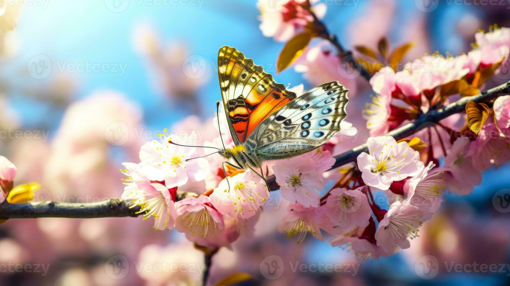 papillon et fleurs serein en plein air et floral sérénité ai généré photo