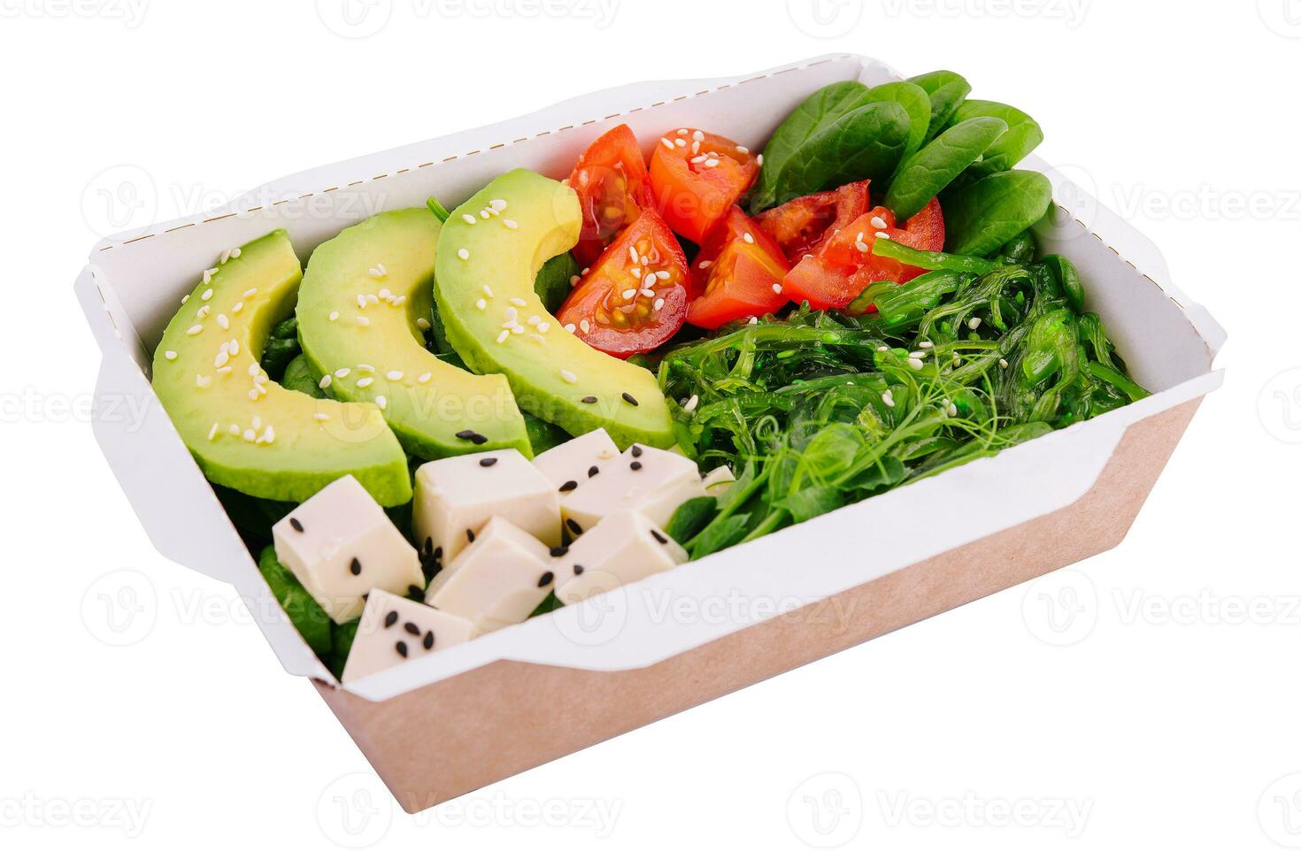 salade avec algue, Avocat et feta fromage photo