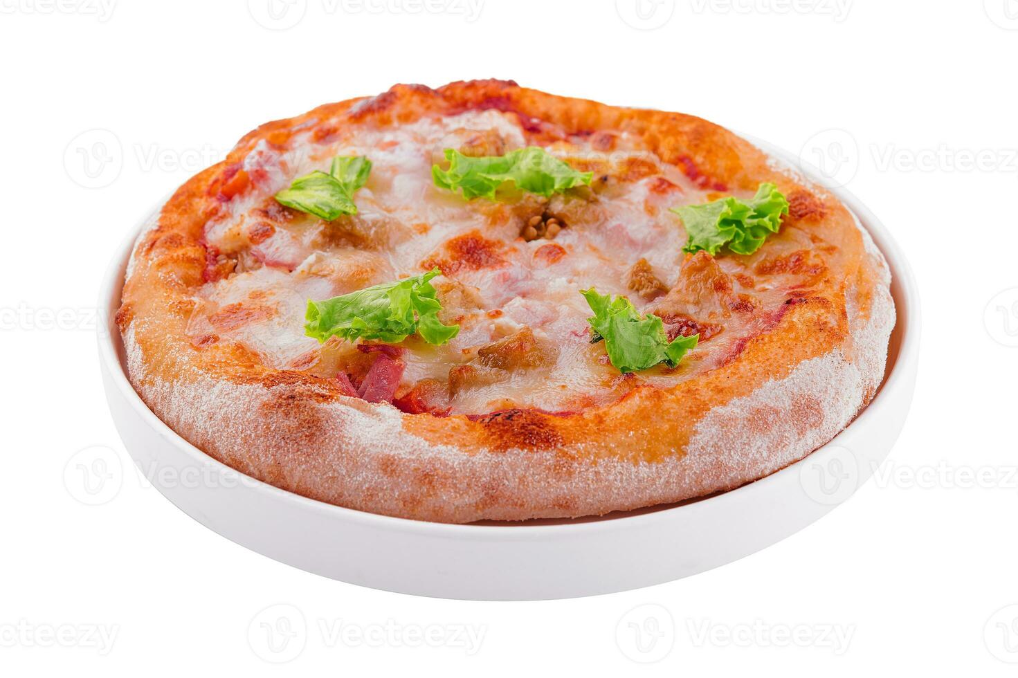 mini pizzas avec jambon et mozzarella fromage photo